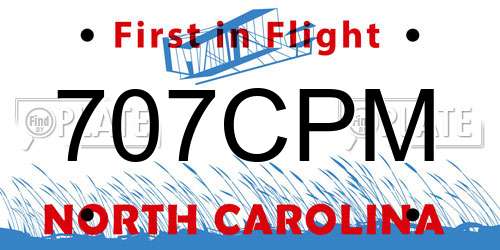 707CPM North Carolina License Plate