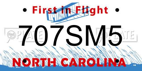 707SM5 North Carolina License Plate