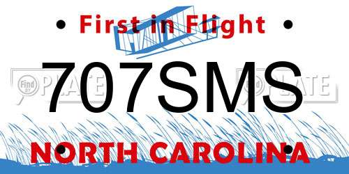 707SMS North Carolina License Plate