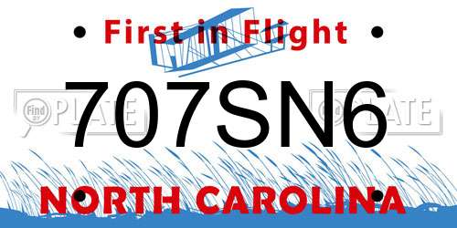 707SN6 North Carolina License Plate