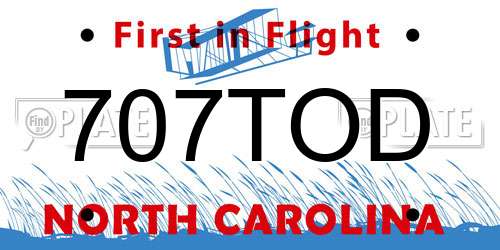 707TOD North Carolina License Plate