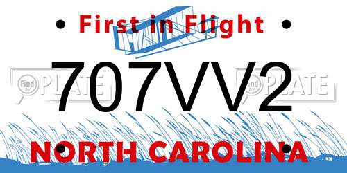 707VV2 North Carolina License Plate