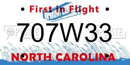 707W33 North Carolina License Plate