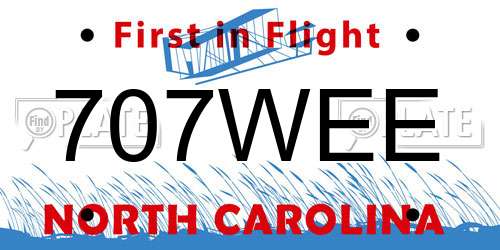 707WEE North Carolina License Plate