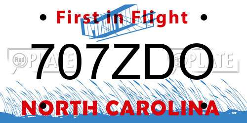 707ZDO North Carolina License Plate