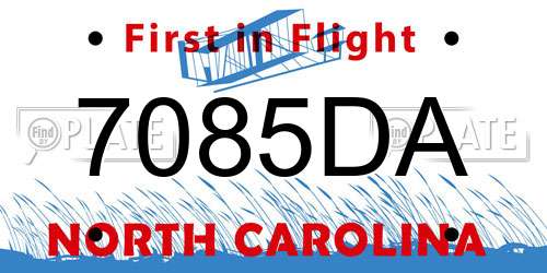 7085DA North Carolina License Plate