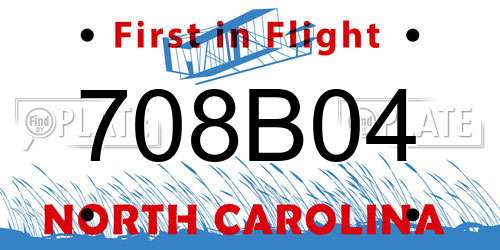 708B04 North Carolina License Plate