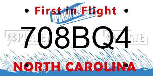 708BQ4 North Carolina License Plate
