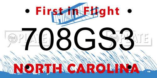 708GS3 North Carolina License Plate