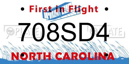 708SD4 North Carolina License Plate