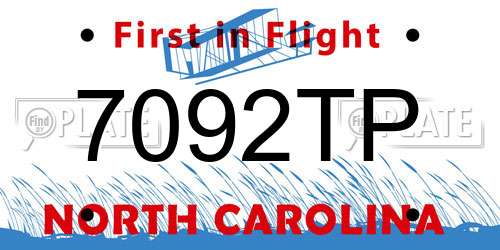 7092TP North Carolina License Plate