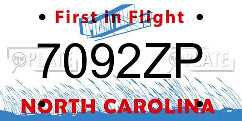 7092ZP North Carolina License Plate