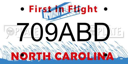 709ABD North Carolina License Plate
