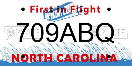 709ABQ North Carolina License Plate