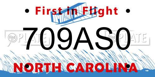 709AS0 North Carolina License Plate