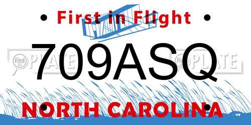 709ASQ North Carolina License Plate