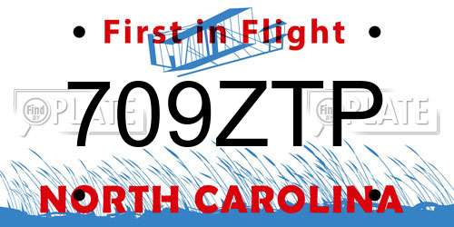 709ZTP North Carolina License Plate