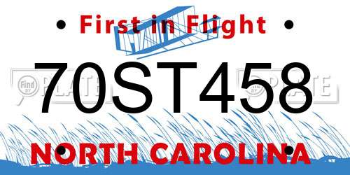 70ST458 North Carolina License Plate