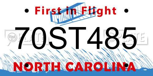 70ST485 North Carolina License Plate