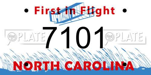 7101 North Carolina License Plate