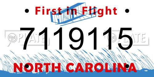 7119115 North Carolina License Plate