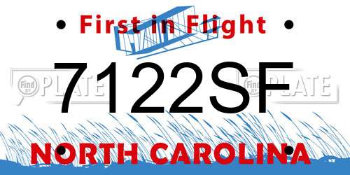 7122SF North Carolina License Plate