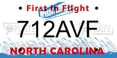 712AVF North Carolina License Plate