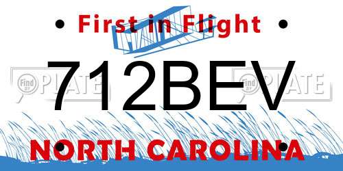 712BEV North Carolina License Plate