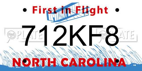 712KF8 North Carolina License Plate
