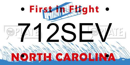 712SEV North Carolina License Plate