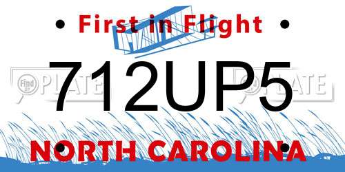 712UP5 North Carolina License Plate