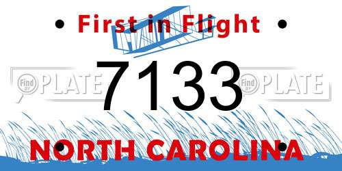 7133 North Carolina License Plate