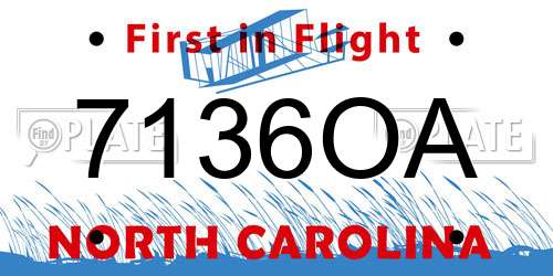 7136OA North Carolina License Plate