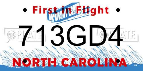 713GD4 North Carolina License Plate