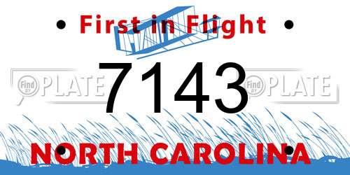 7143 North Carolina License Plate