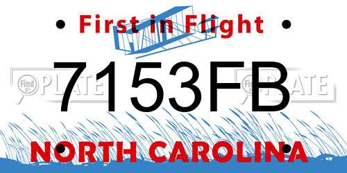 7153FB North Carolina License Plate
