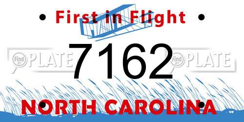 7162 North Carolina License Plate
