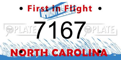 7167 North Carolina License Plate