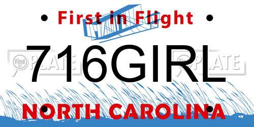 716GIRL North Carolina License Plate