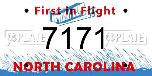 7171 North Carolina License Plate