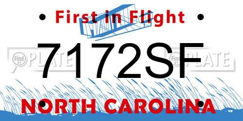 7172SF North Carolina License Plate