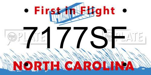 7177SF North Carolina License Plate