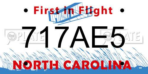 717AE5 North Carolina License Plate