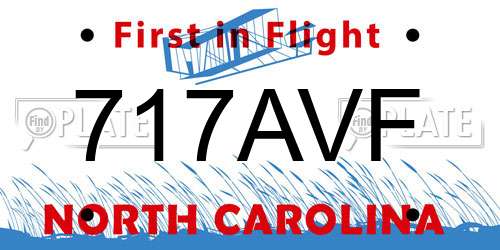 717AVF North Carolina License Plate