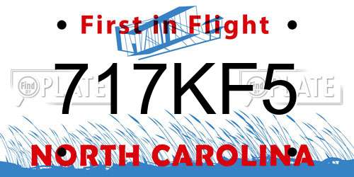 717KF5 North Carolina License Plate