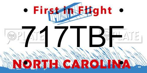 717TBF North Carolina License Plate