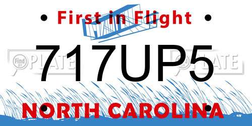 717UP5 North Carolina License Plate