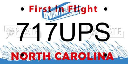 717UPS North Carolina License Plate