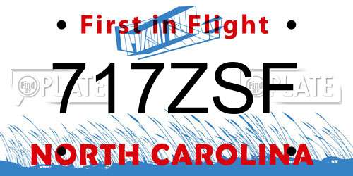 717ZSF North Carolina License Plate