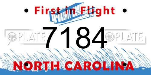 7184 North Carolina License Plate